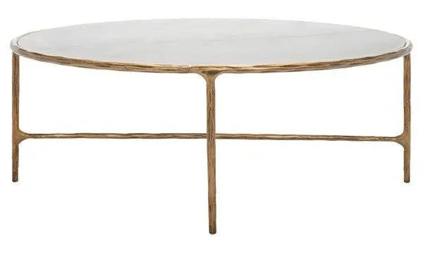 Safavieh Jessa Brass-White Oval Metal Coffee Table
