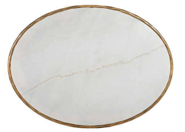 Jessa Brass-White Oval Metal Coffee Table - The Mayfair Hall