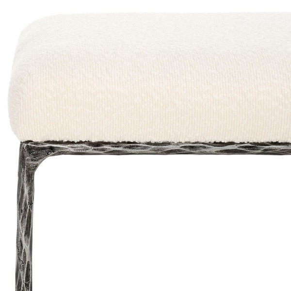 Mandy Ivory/Black Boucle And Metal Bench - The Mayfair Hall