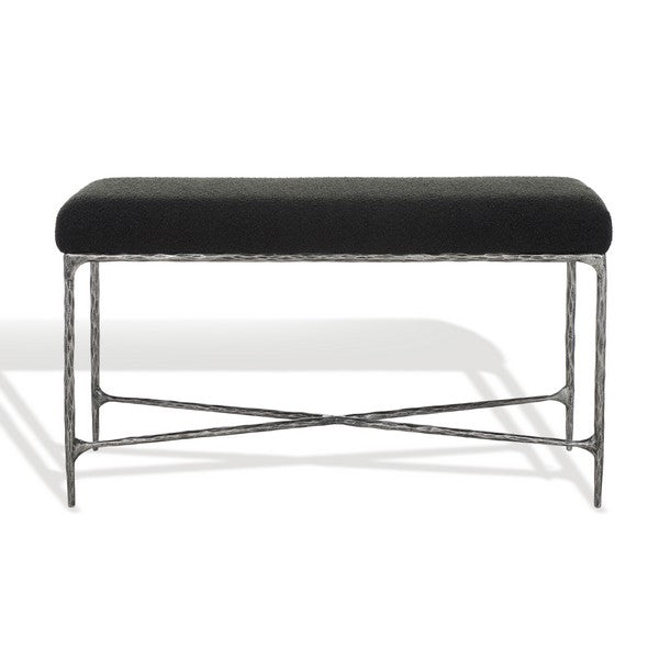 Mandy Black Boucle And Metal Bench - The Mayfair Hall