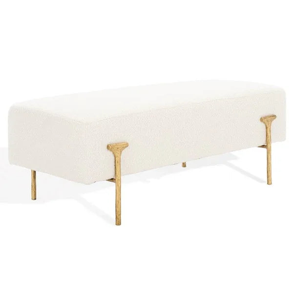 Jessa Boucle Bench in Ivory - The Mayfair Hall