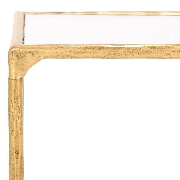 Isabellina Metal Coffee Table in Brass with Mirrored Glass Top
