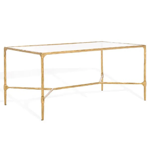Isabellina Metal Coffee Table in Brass with Mirrored Glass Top