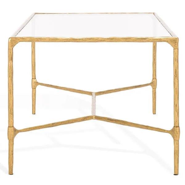 Isabellina Metal Coffee Table in Brass with Mirrored Glass Top