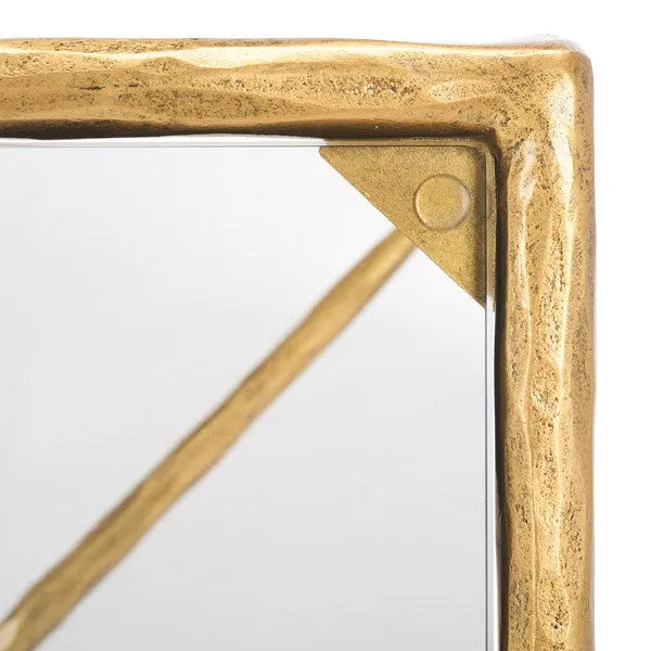 Isabellina Metal Coffee Table in Brass with Mirrored Glass Top