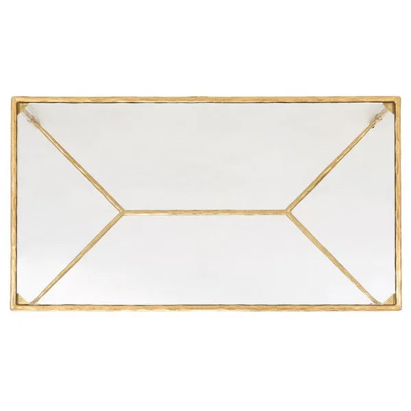 Isabellina Metal Coffee Table in Brass with Mirrored Glass Top