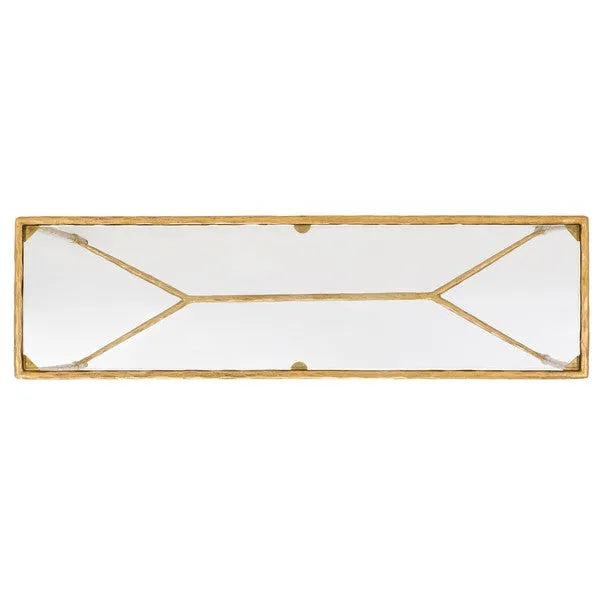 Isabellina Metal Console Table in Brass with Mirrored Glass Top