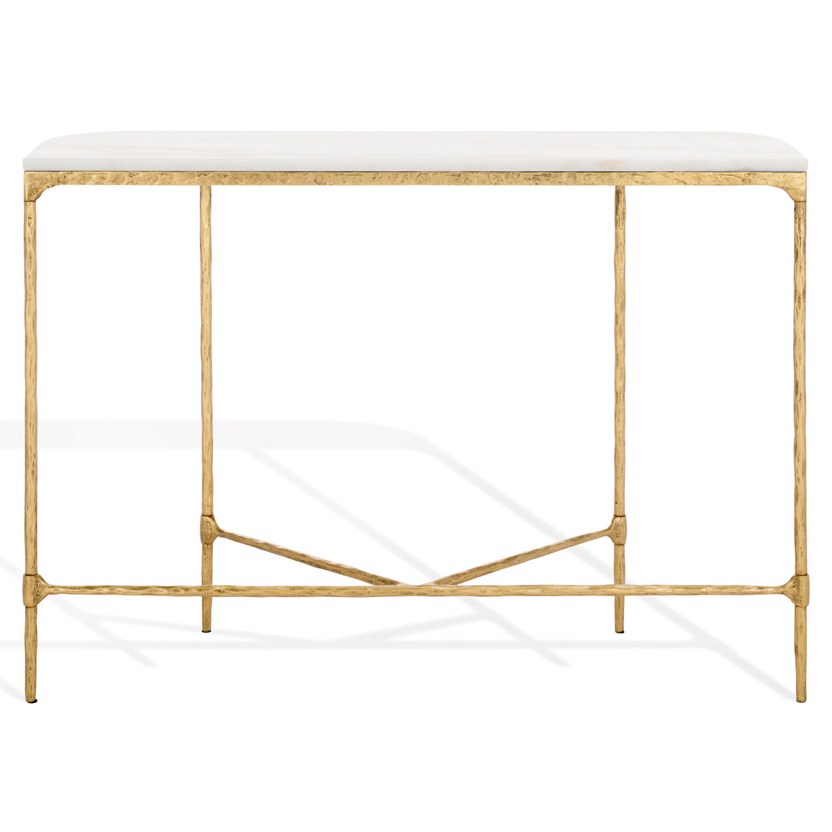Janowsky Metal And Marble Console Table in Brass and White
