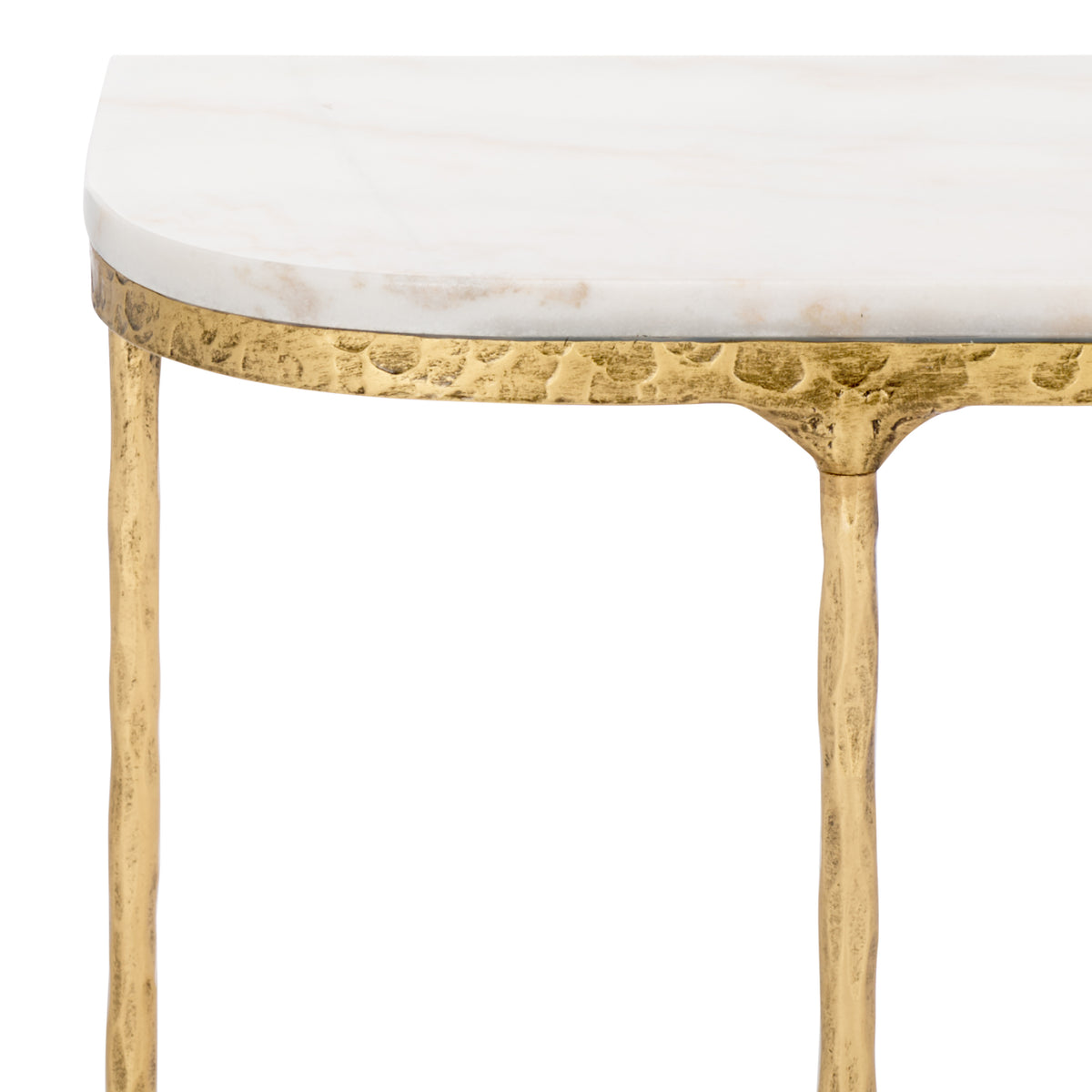 Janowsky Metal And Marble Console Table in Brass and White