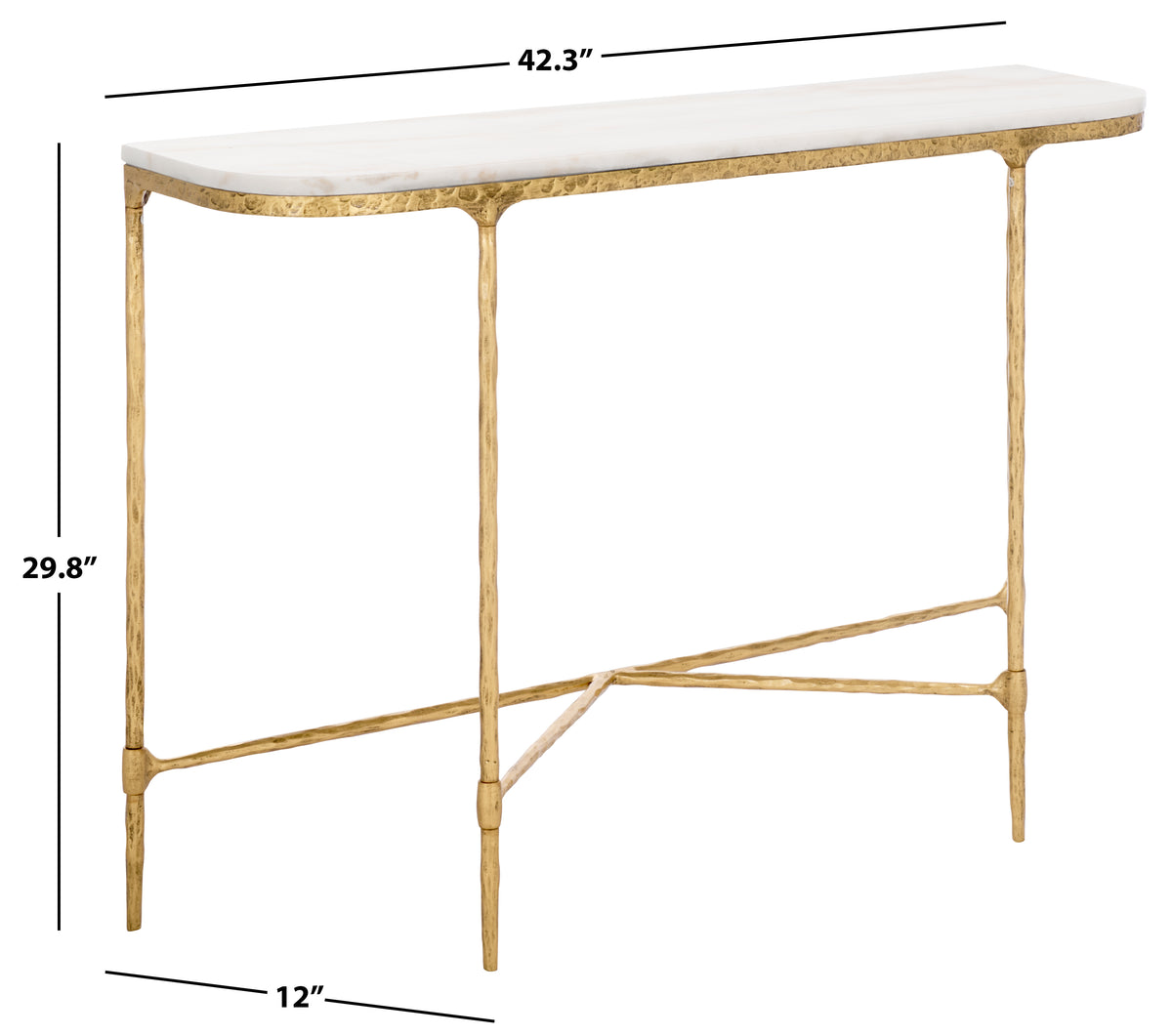 Janowsky Metal And Marble Console Table in Brass and White