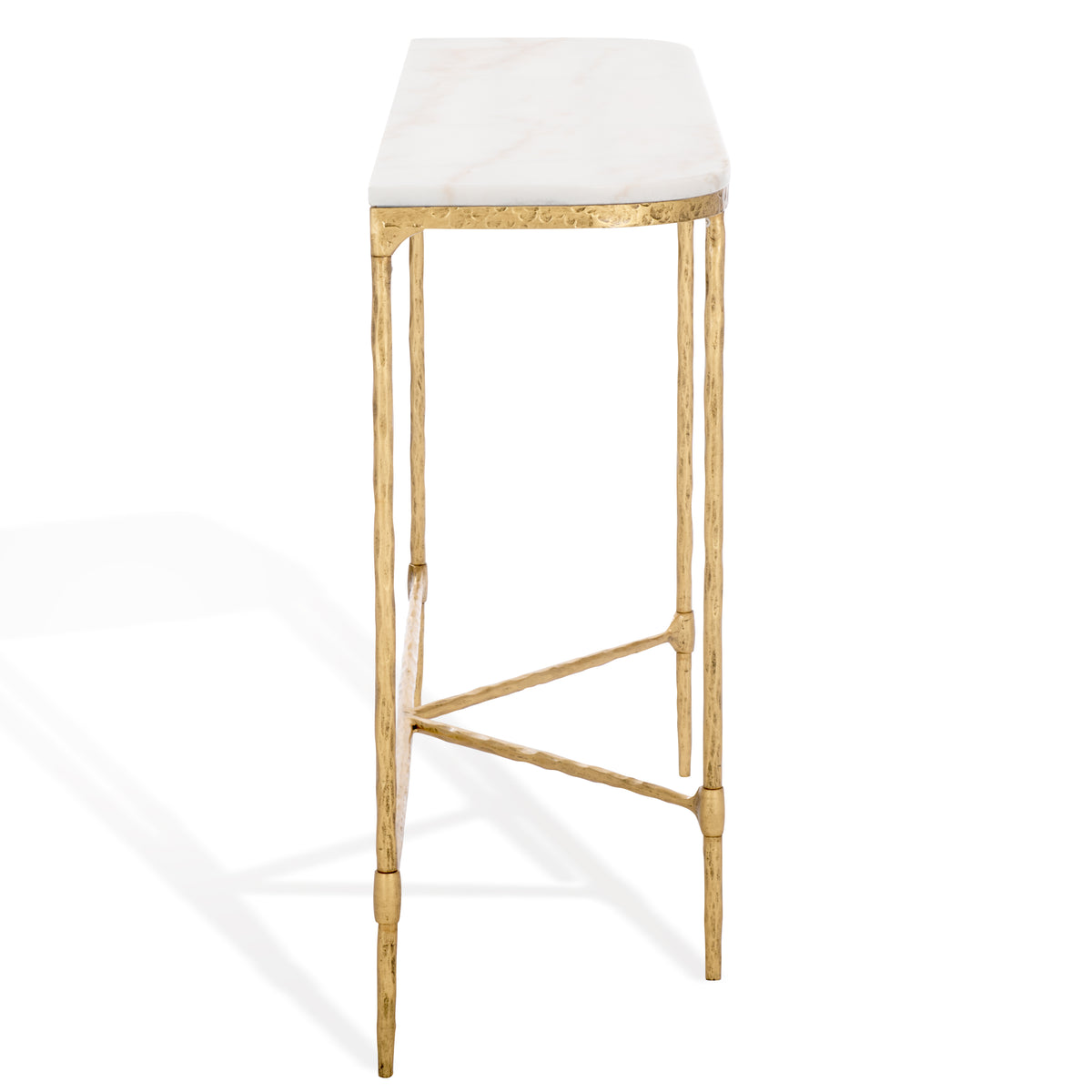 Janowsky Metal And Marble Console Table in Brass and White