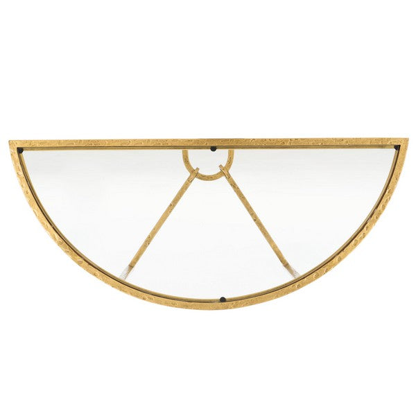Tauri Forged Metal Half Moon Console Table in Brass