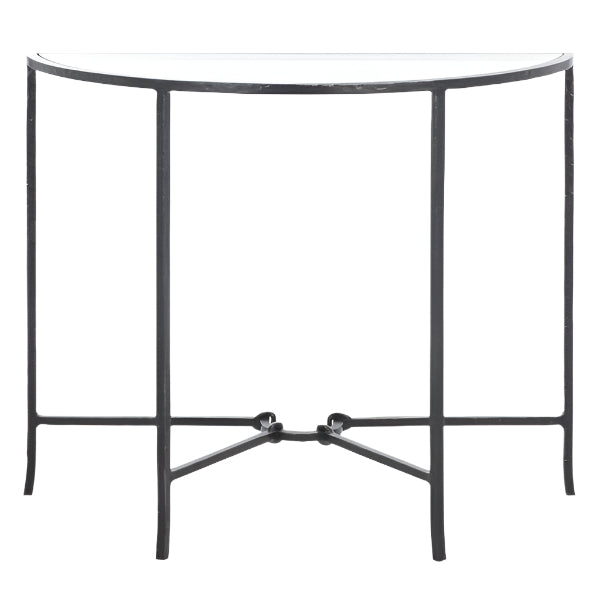 Tauri Metal Half Moon Console Table in Black