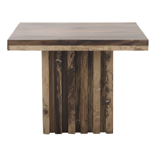 Olivia Marble Tall Accent Table in Brown