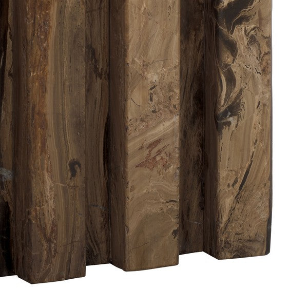 Olivia Marble Tall Accent Table in Brown