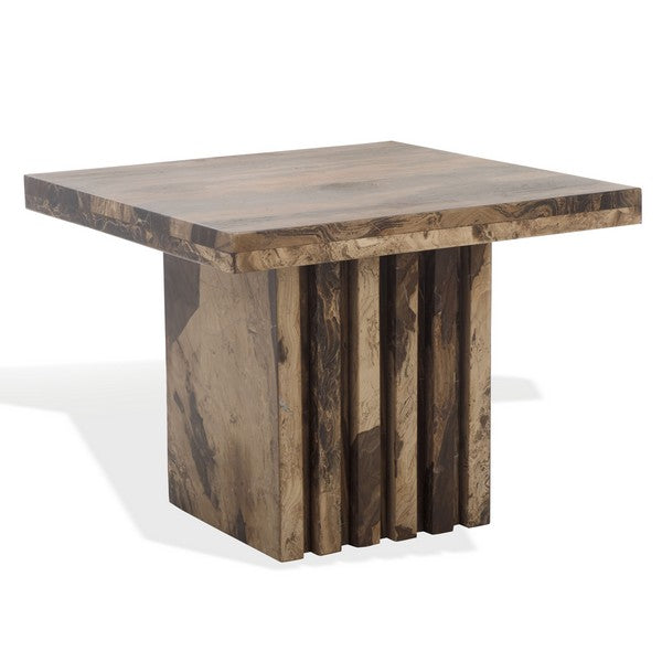 Olivia Marble Tall Accent Table in Brown