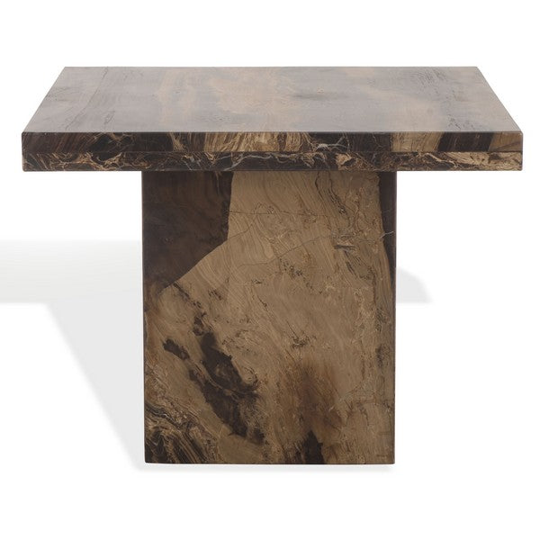 Olivia Marble Tall Accent Table in Brown