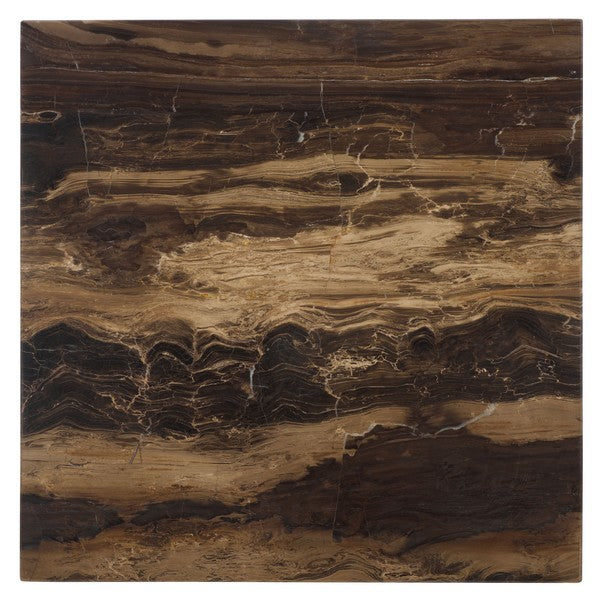 Olivia Marble Tall Accent Table in Brown