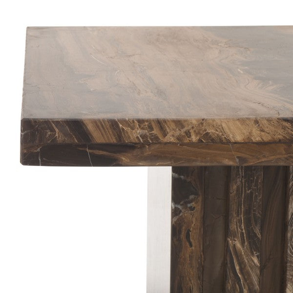 Olivia Marble Accent Table in Brown