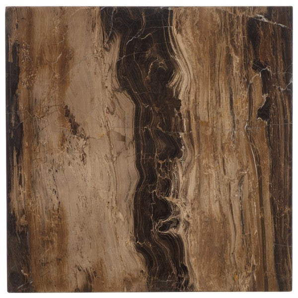 Olivia Marble Accent Table in Brown