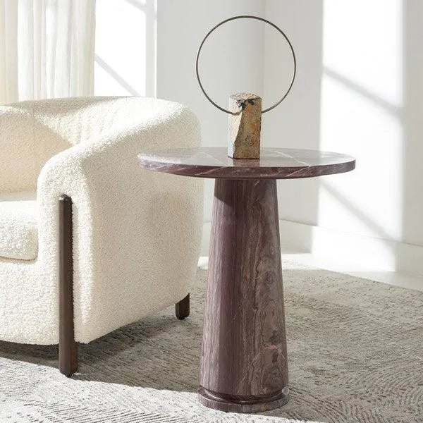 Safavieh Valentia Tall Round Pink Marble Accent Table