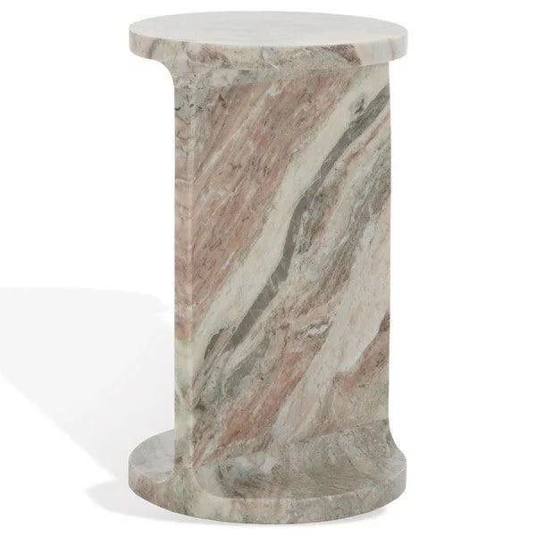 Safavieh Melinda C-shaped Marble Accent Table in White/Brown