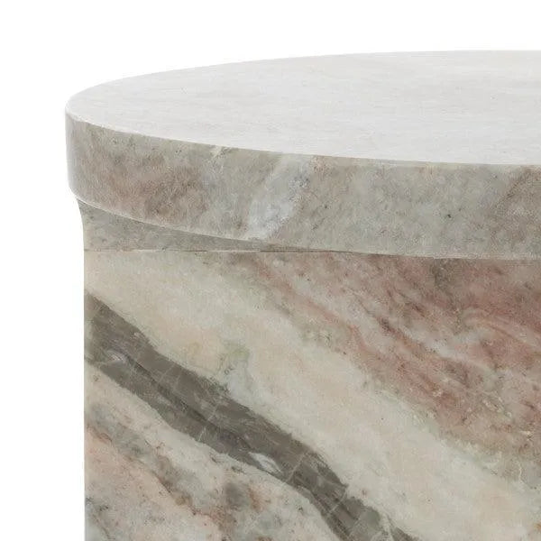 Safavieh Melinda C-shaped Marble Accent Table in White/Brown