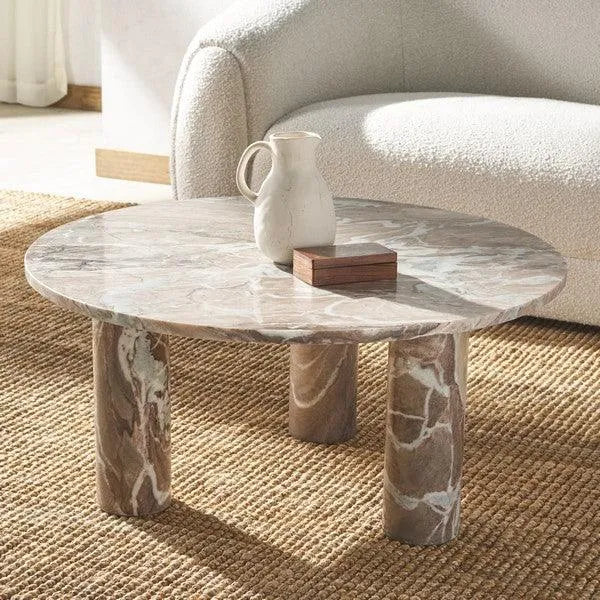 Safavieh Giabella White/Brown 3 Leg Marble Coffee Table
