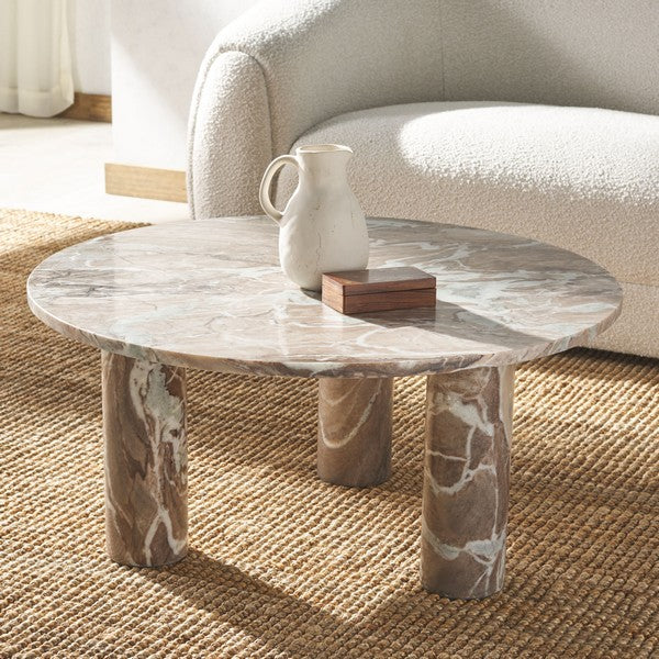 Giabella White/Brown 3 Leg Marble Coffee Table