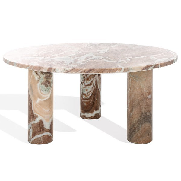 Giabella White/Brown 3 Leg Marble Coffee Table - The Mayfair Hall