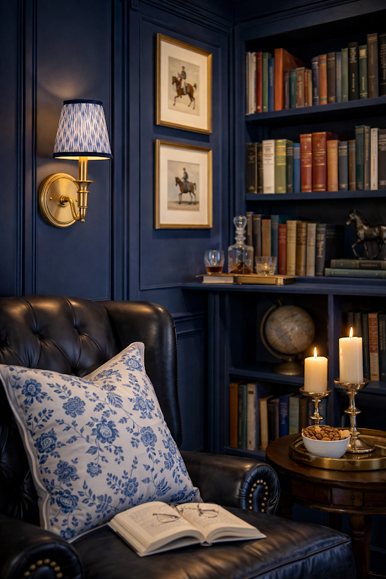 Blue Velvet Weave Sconce Shade