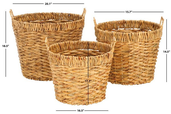 Fenwick Natural Baskets - Set of 3 - The Mayfair Hall
