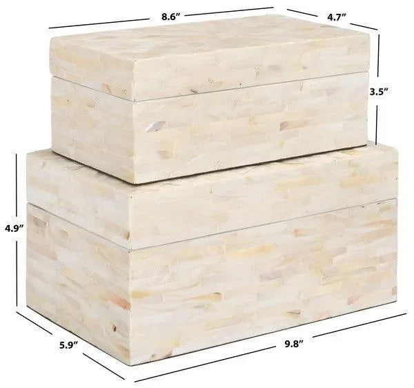 Safavieh Sabryna Champagne Mother of Pearl Boxes - Set of 2