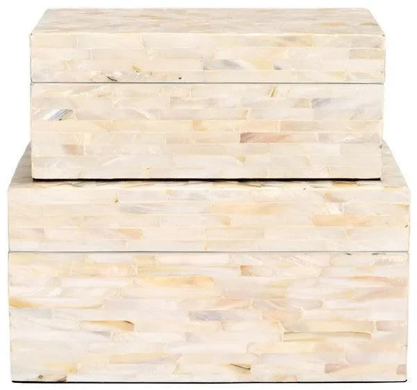Safavieh Sabryna Champagne Mother of Pearl Boxes - Set of 2