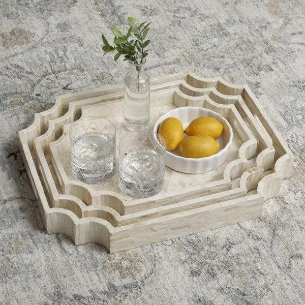 Safavieh Prynne Champagne Mother of Pearl Trays - Set of 3