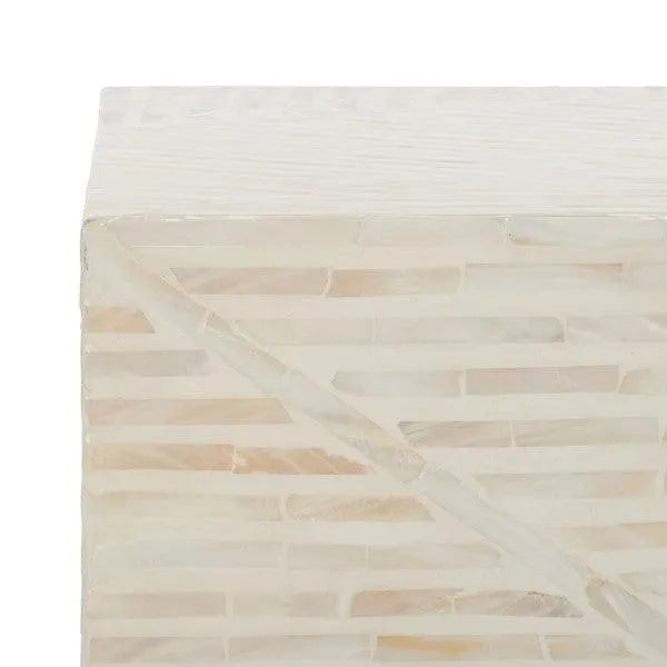 Safavieh Kiely Champagne Faux Mother Of Pearl Square Stool