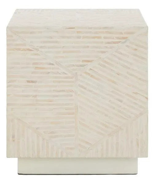 Safavieh Kiely Champagne Faux Mother Of Pearl Square Stool