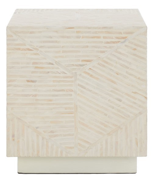 Kiely Champagne Faux Mother Of Pearl Square Stool - The Mayfair Hall
