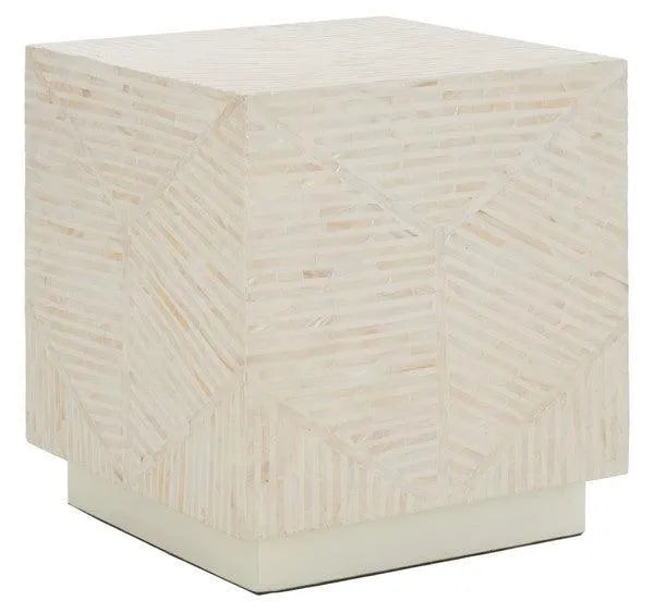 Safavieh Kiely Champagne Faux Mother Of Pearl Square Stool