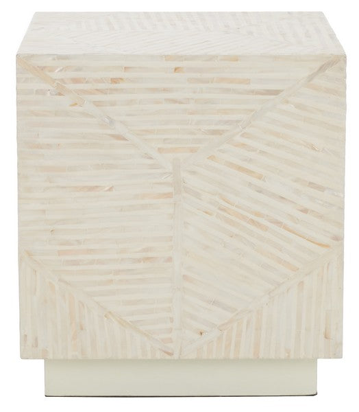 Kiely Champagne Faux Mother Of Pearl Square Stool - The Mayfair Hall