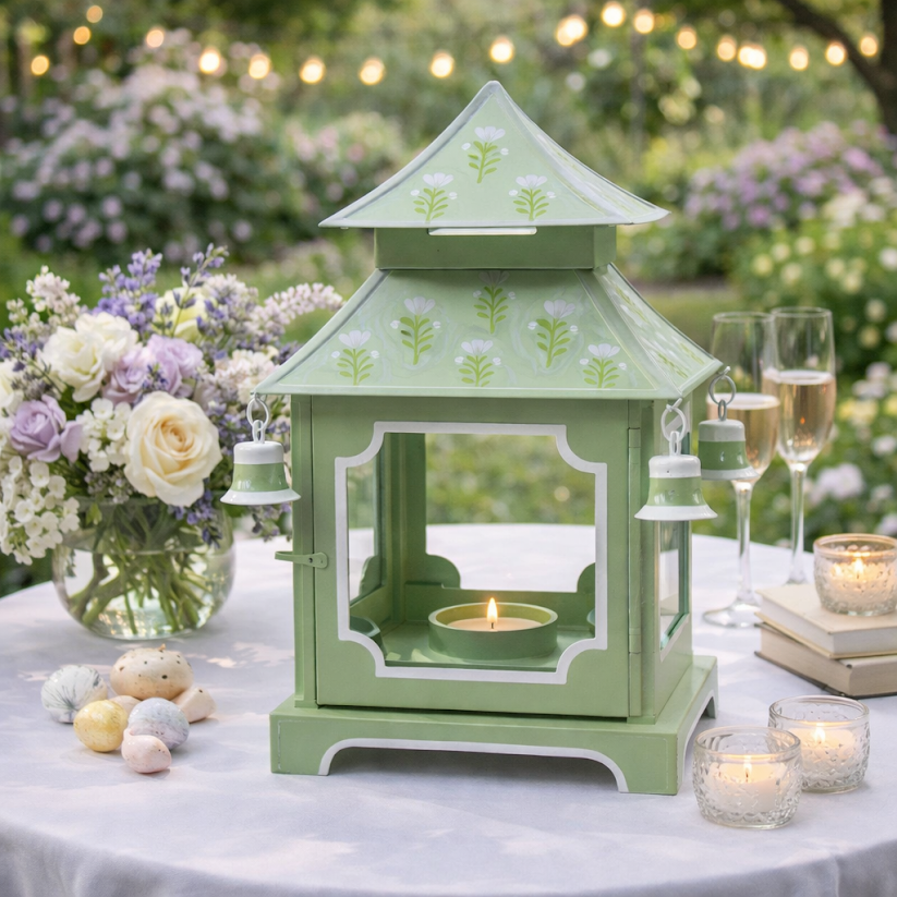Sage Green & Lavender Tulip Pagoda Lantern (3 Sizes)