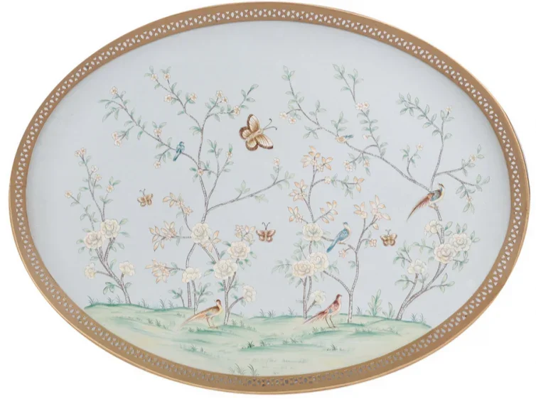 Pale Blue & Multi Colored Pierced Tray - The Mayfair Hall