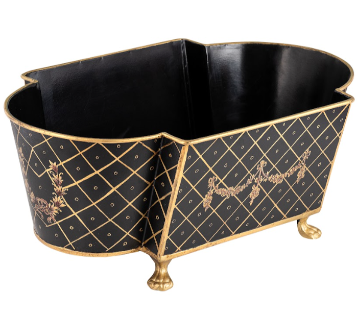 Black & Gold Long Trellis Garland Planter
