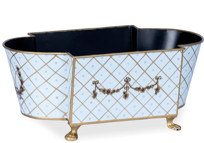 Pale Blue & Gold Long Trellis Garland Planter