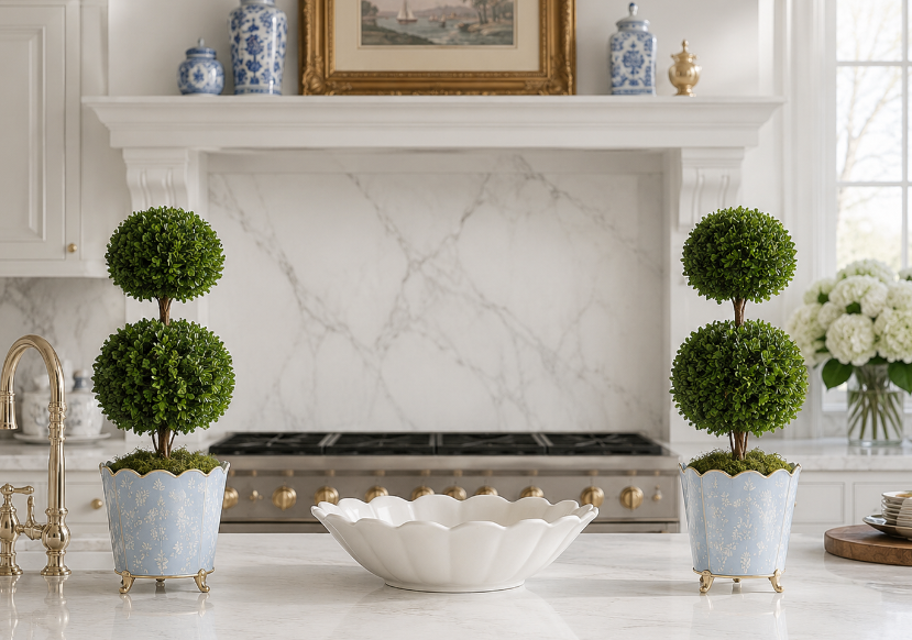 Blue FLORAL SCALLOPED PLANTER (2 Sizes)