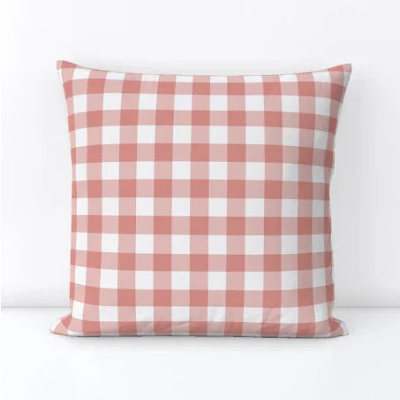 Iva Check Pillow in Coral - The Mayfair Hall
