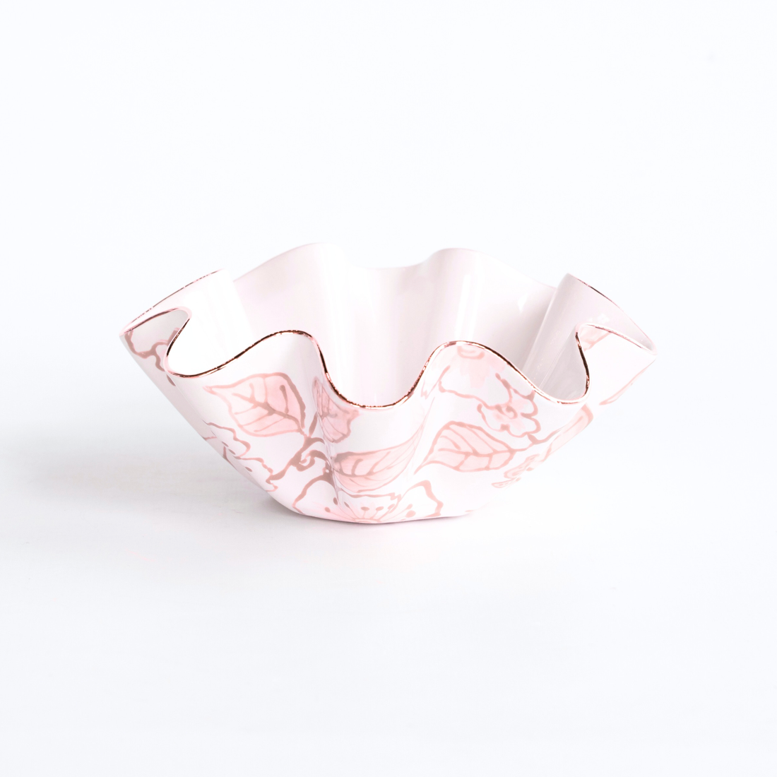 Bijou Pink Blossom Chinoiserie Wavy Bowl