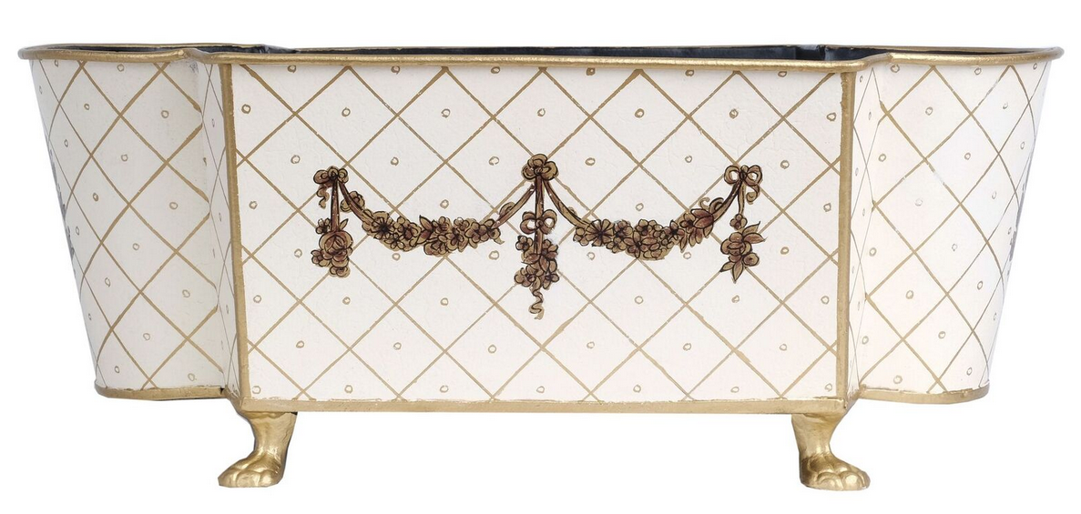 Ivory & Gold Long Trellis Garland Planter