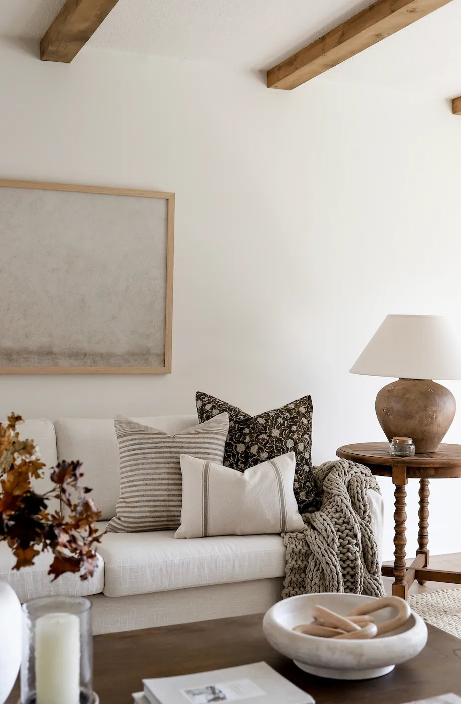 Reggie Floral Pillow Cover in Dark Brown