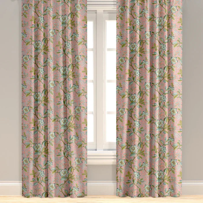 Abigail in Coral Drapery Panel - The Mayfair Hall